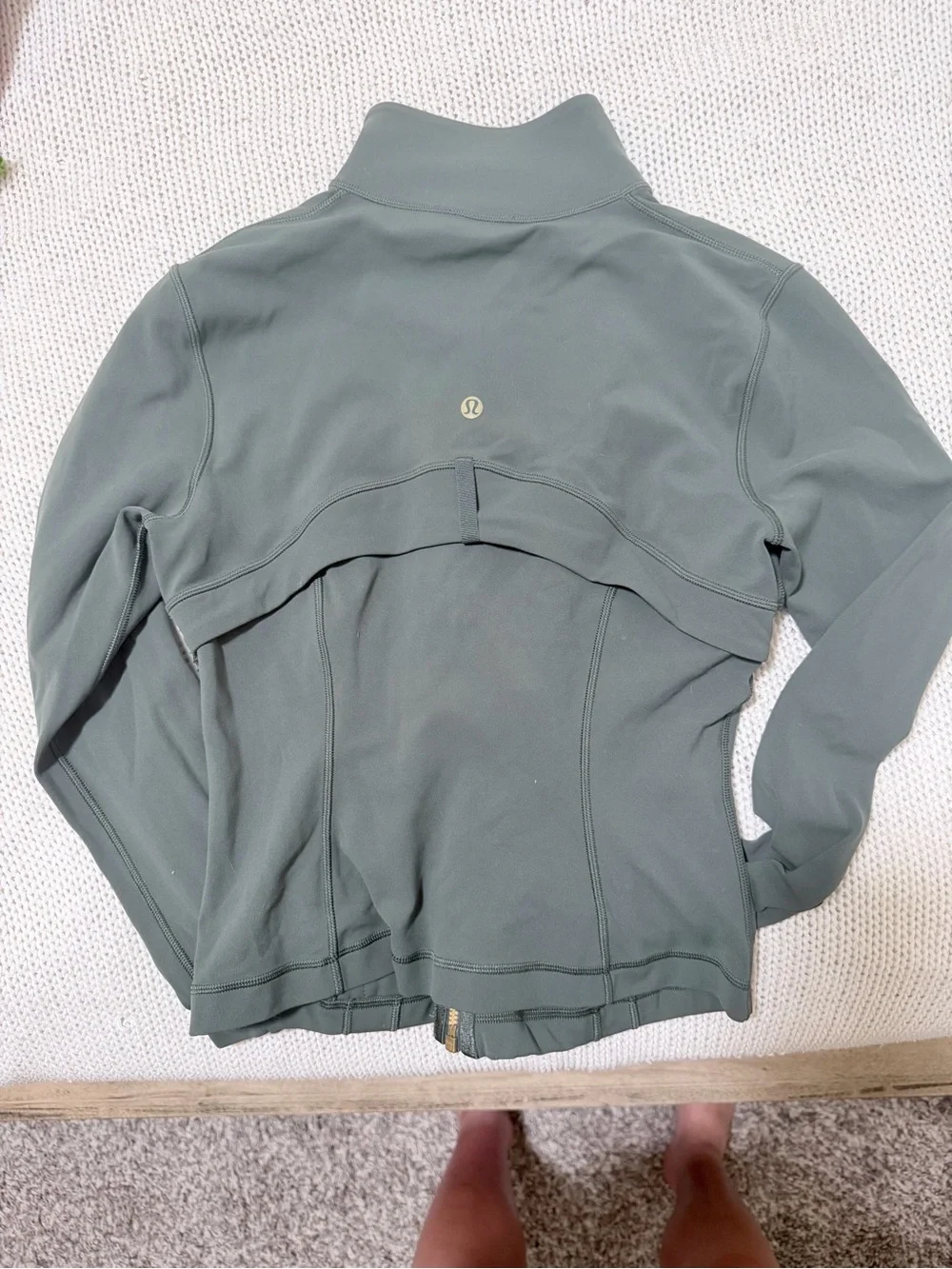 Lululemon athletica Slate Green Zip-Up Bomber Jacket with Gold Zippers